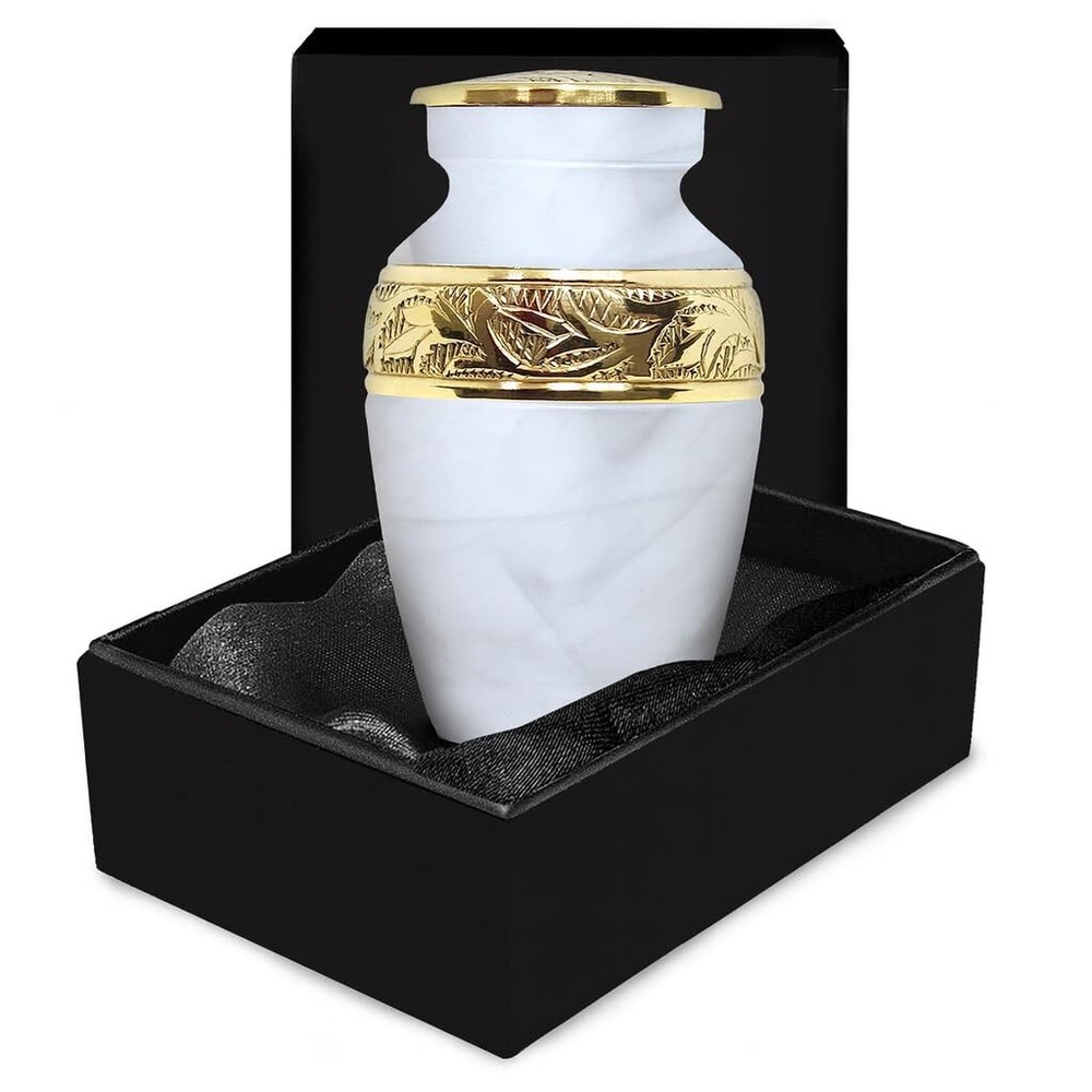 Small Urns for Human Ashes Keepsake – Handcrafted White Memorial Small,