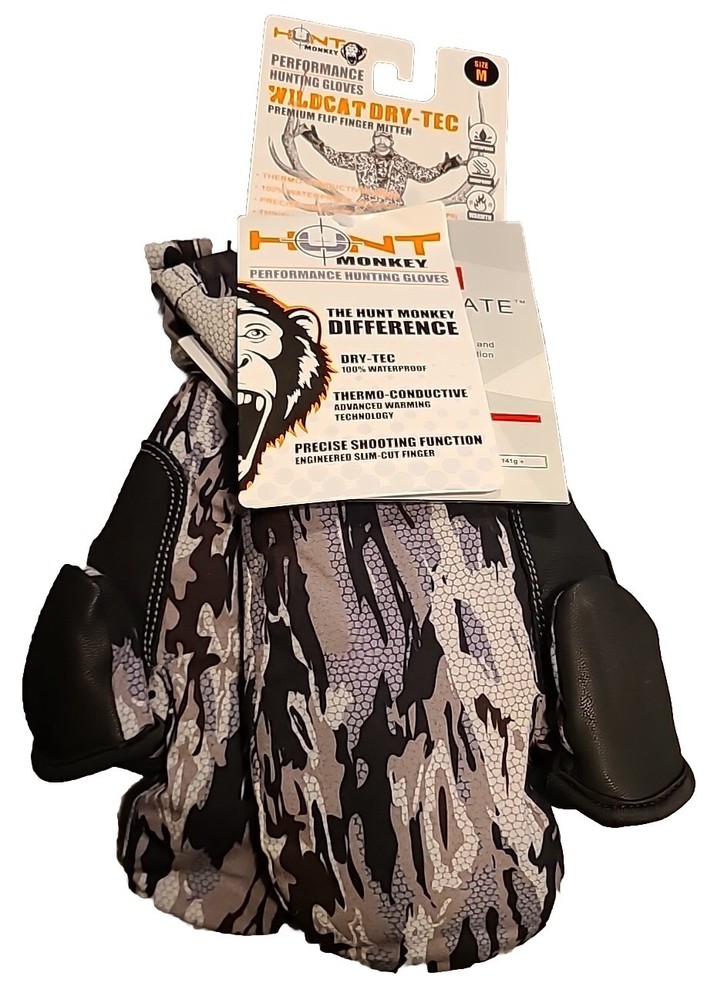 Hunt Monkey Men's Wildcat Dry-Tec Hunting Mittens Hardwood (Medium)