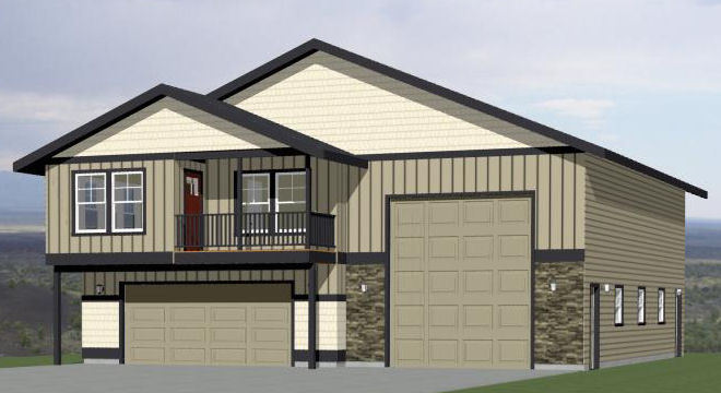 44x48 Apartment with 2-Car 1-RV Garage - PDF FloorPlan - 1,645 sqft - Model 5B