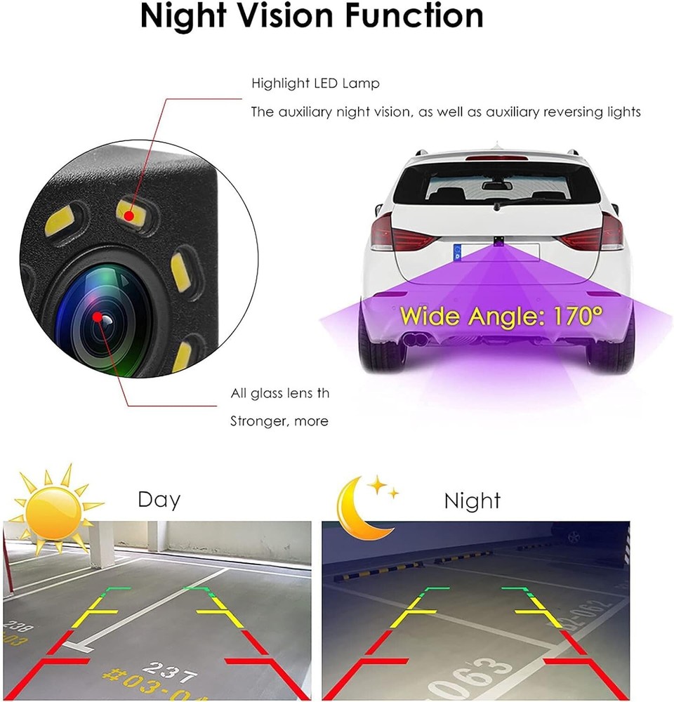 170° Reverse Camera 12 LED Car Waterproof Rear View Parking Camera Night Vision