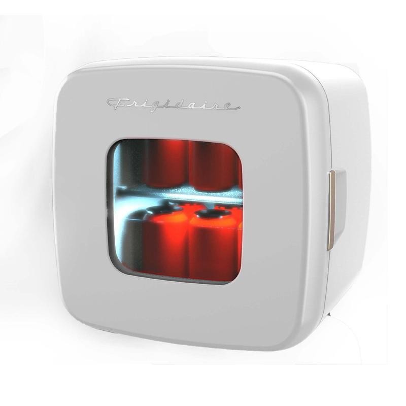Compact Refrigerator Retro 12 Can Mini Personal Fridge Beverage Cooler White