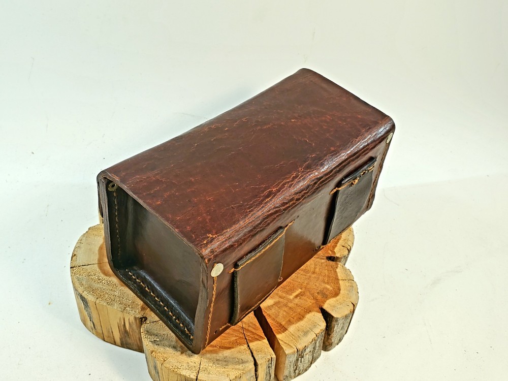 Antique leather ammunition box
