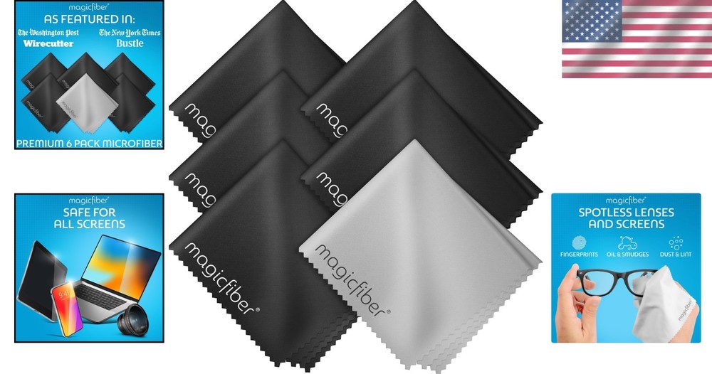 6-Pack Microfiber Cleaning Cloths - Gentle & Effective on All Surfaces