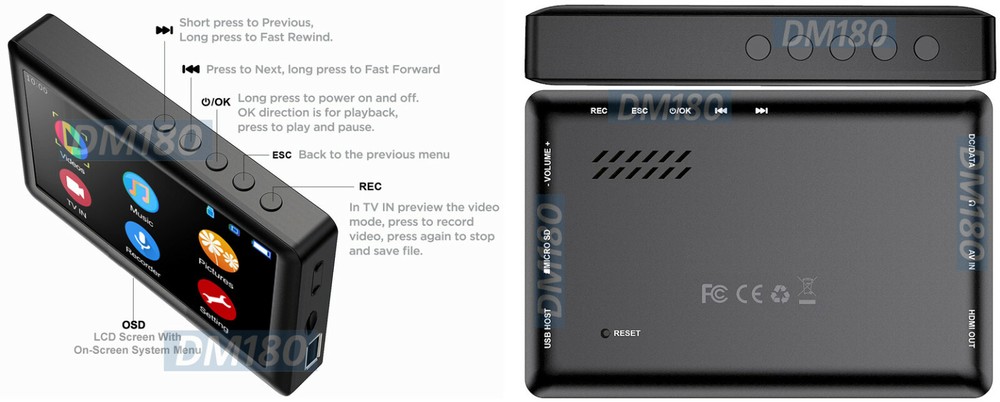 MP4 Video Recorder Player MP3 Audio Recorder Player 4.3" Screen Out