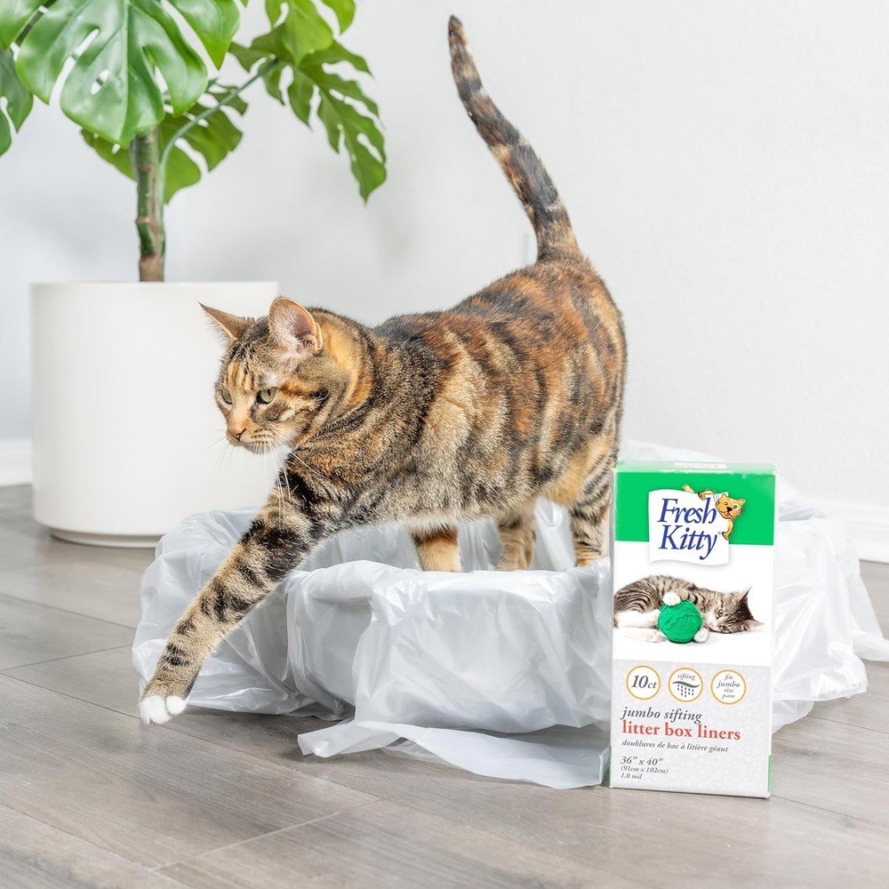 10 Count Durable Litter Box Liners, Easy Clean Up Elastic Jumbo Sifting Litte...