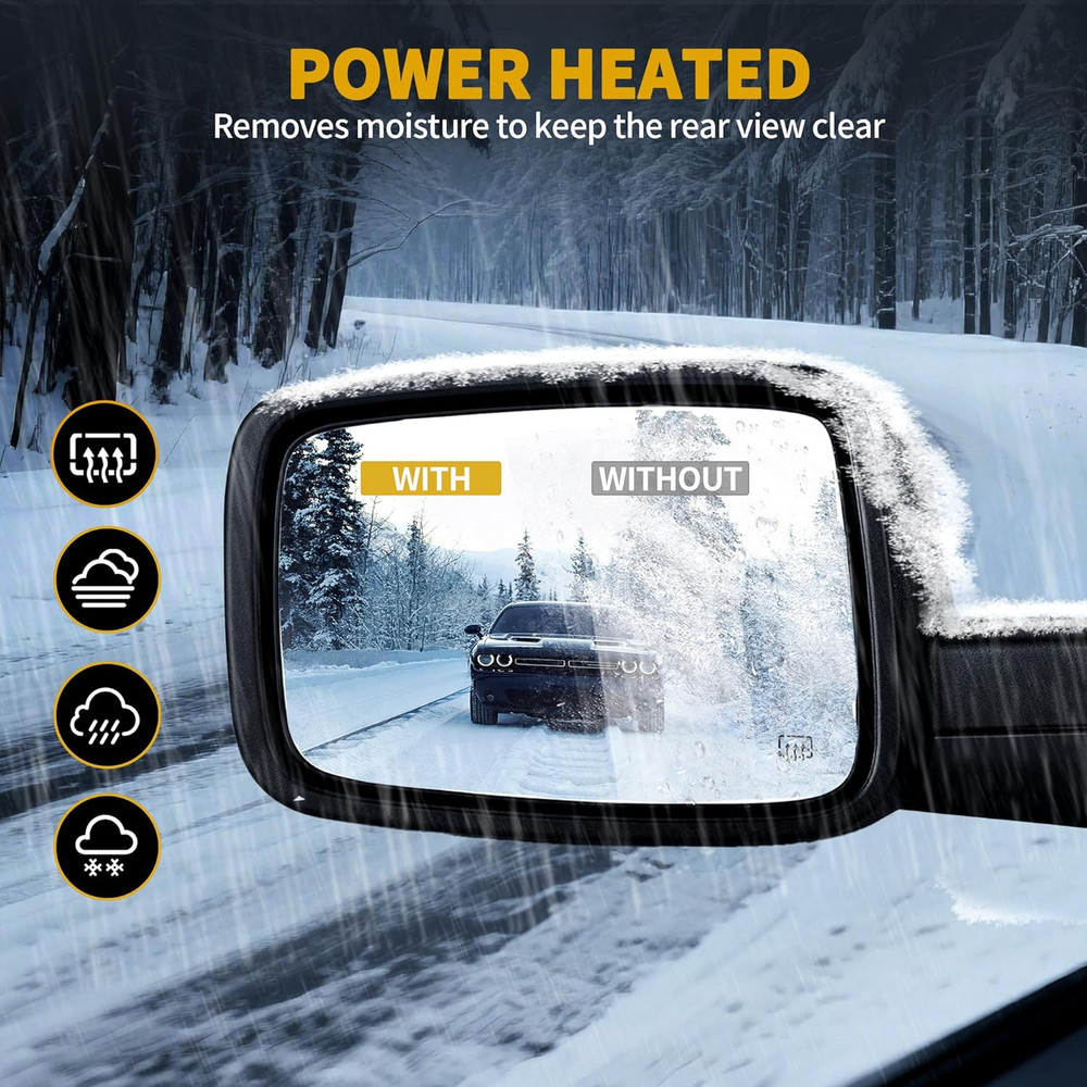 Left Driver Side Mirrors Compatible with 2009-2016 Dodge Ram 1500, 2010-2016 Ram