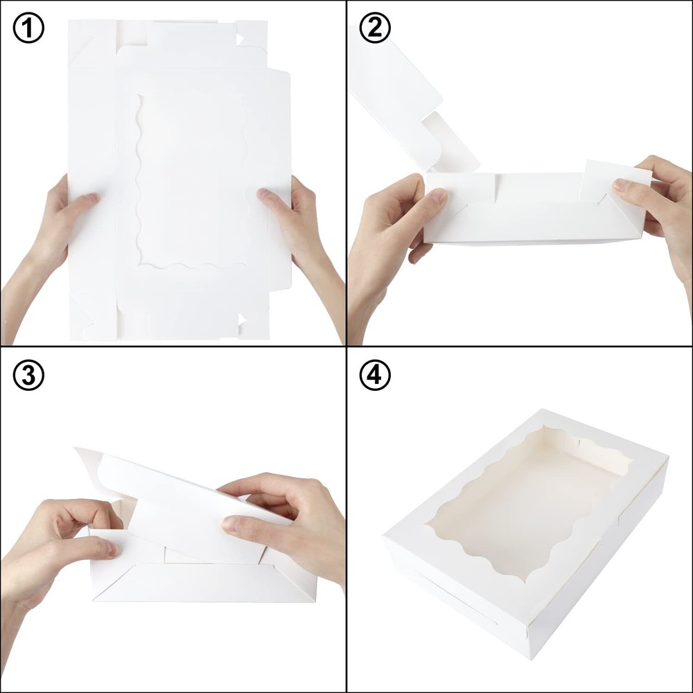15pcs Bakery Boxes12x8x2.5 Treat Boxes White Cookie Boxes Dessert Boxes for C...