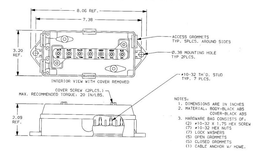 8FT RV Trailer Cord 7 Way Plug Inline Junction Box 7-Pole Wiring Harness Kit