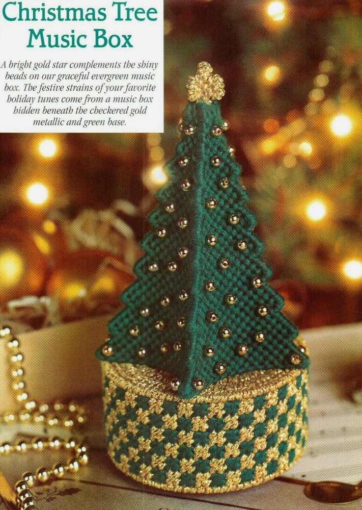 CHRISTMAS TREE MUSIC BOX PLASTIC CANVAS PATTERN INSTRUCTIONS