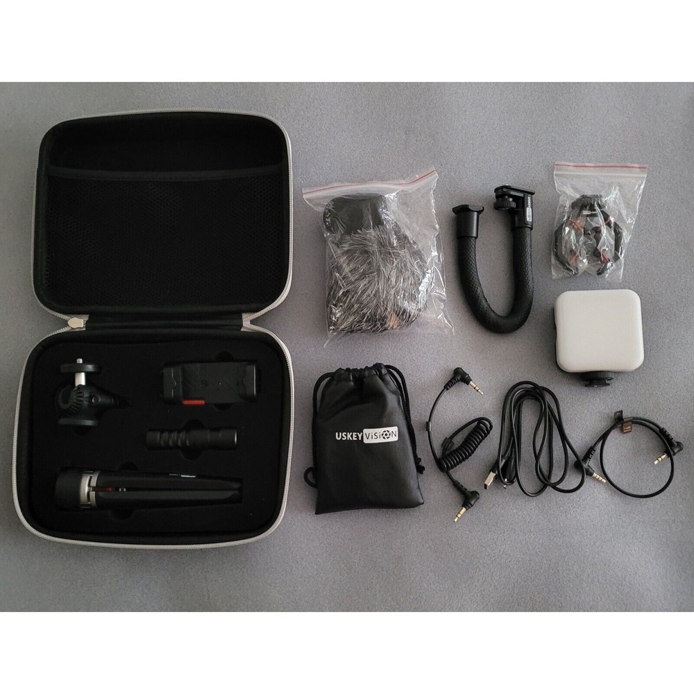 USKEYVISION Smartphone Vlogging Video & Microphone Kit-iPhone/Android-NEW!