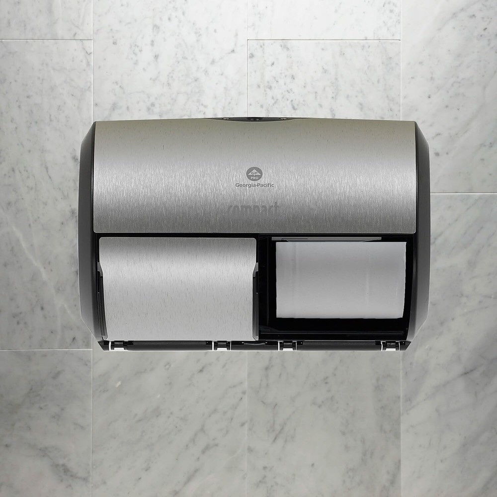 Compact 2-Roll Side-by-Side Coreless 1 Count (Pack of 1), Brushed Stainless