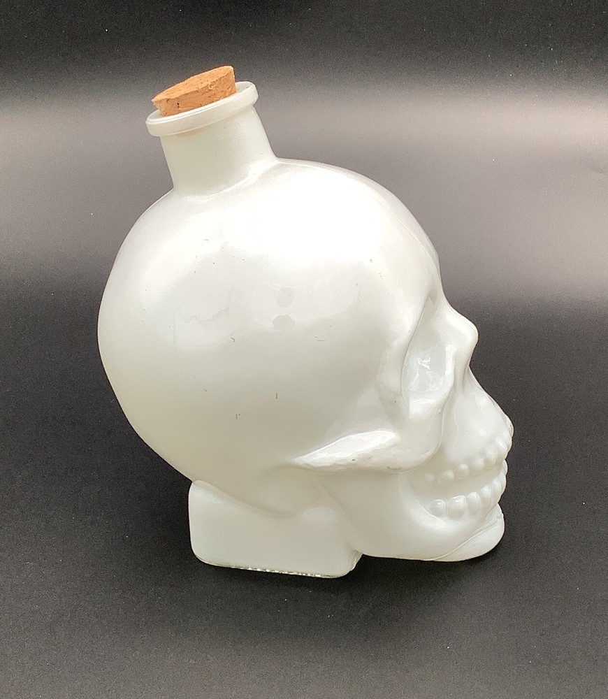 Skull Glass Jar w/ Cork Apothecary Decanter White Empty