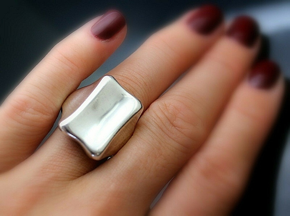 ROBERT LEE MORRIS RLM MODERNIST STUDIO HIGHLY POLISHED STERLING SILVER RING 8