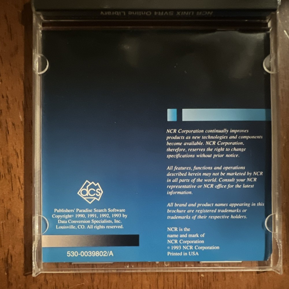 NCR UNIX SVR4 Online Library CDROM for System 3000 Client/Server Foundation