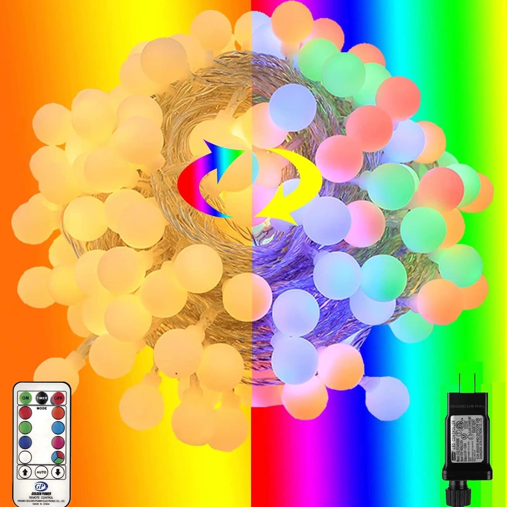 Globe String Lights 33Feet 96LEDs Plug in Fairy String Lights with Remote Timer