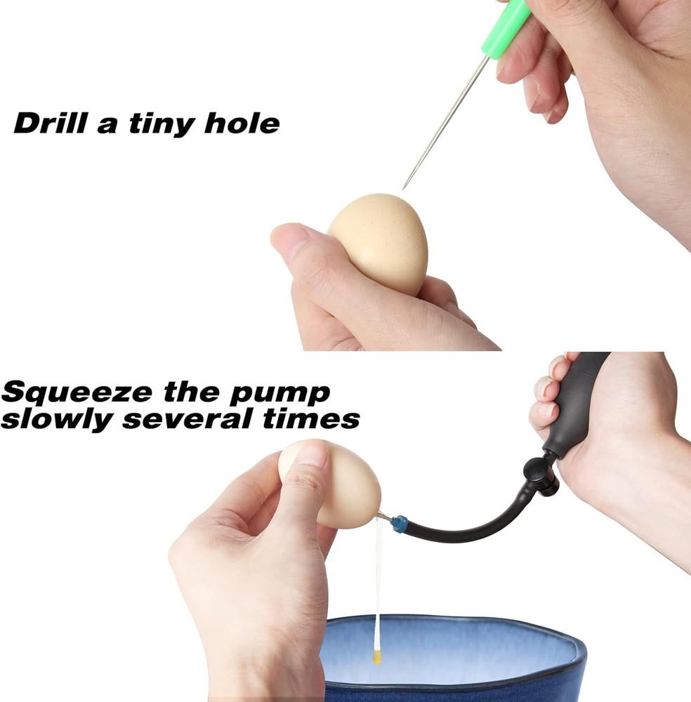 Egg Blowing Pump Kit, One Hole Drill Eggs Shells Empty Tools for Easter Eggshell