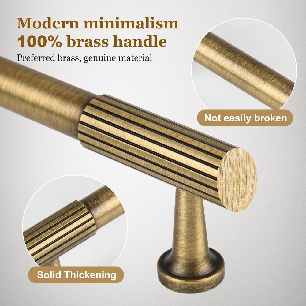 2 Pack Solid Brass Cabinet Pulls, 5-inch (128mm) Hole Center Vintage Bronze V...