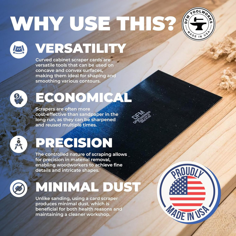 DFM Tool Works Rectangle Card Scraper - Precision Cabinet Multi-Use Scraper for