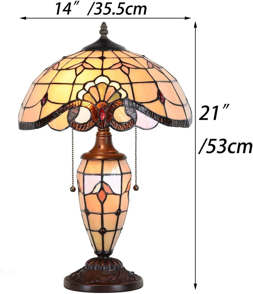 Tiffany Style Stained Glass Table Lamp Lighted Base