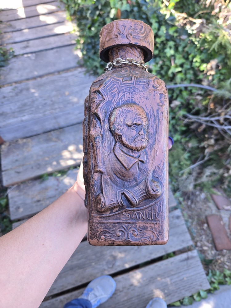 Leather Covered Wrapped Spanish Don Quijote  Decanter, Empty 10.5".