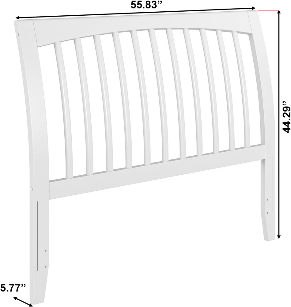 Orleans White Solid Wood Slat Headboard - Full Sleigh Design