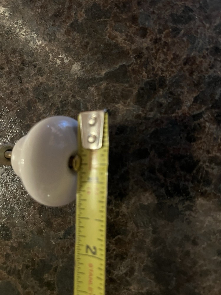 Vintage Porcelain White Drawer Pull Brass Screw