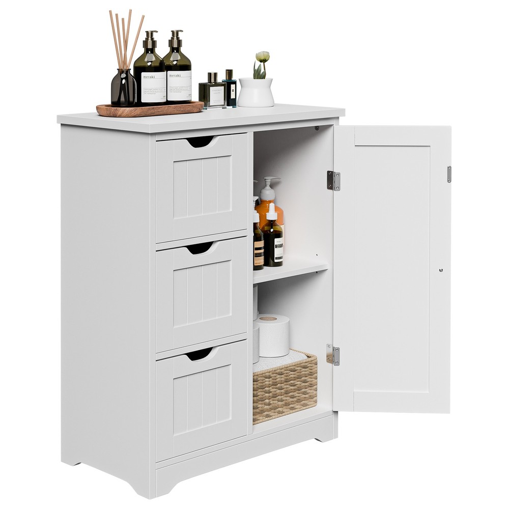 Bathroom Floor Cabinet with Drawer & Adjustable Shelf Kitchen Cupboard Storage
