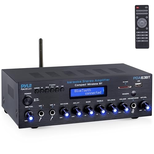 Pyle PDA63BT Wireless Bluetooth Receiver, 4x 5.25" 500W Max 2-Way Speakers, Wire