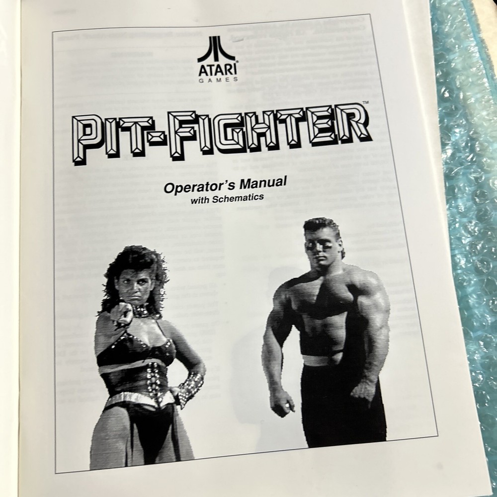 1st print PIT FIGHTER PITFIGHTER with schematics atari arcade video game manual