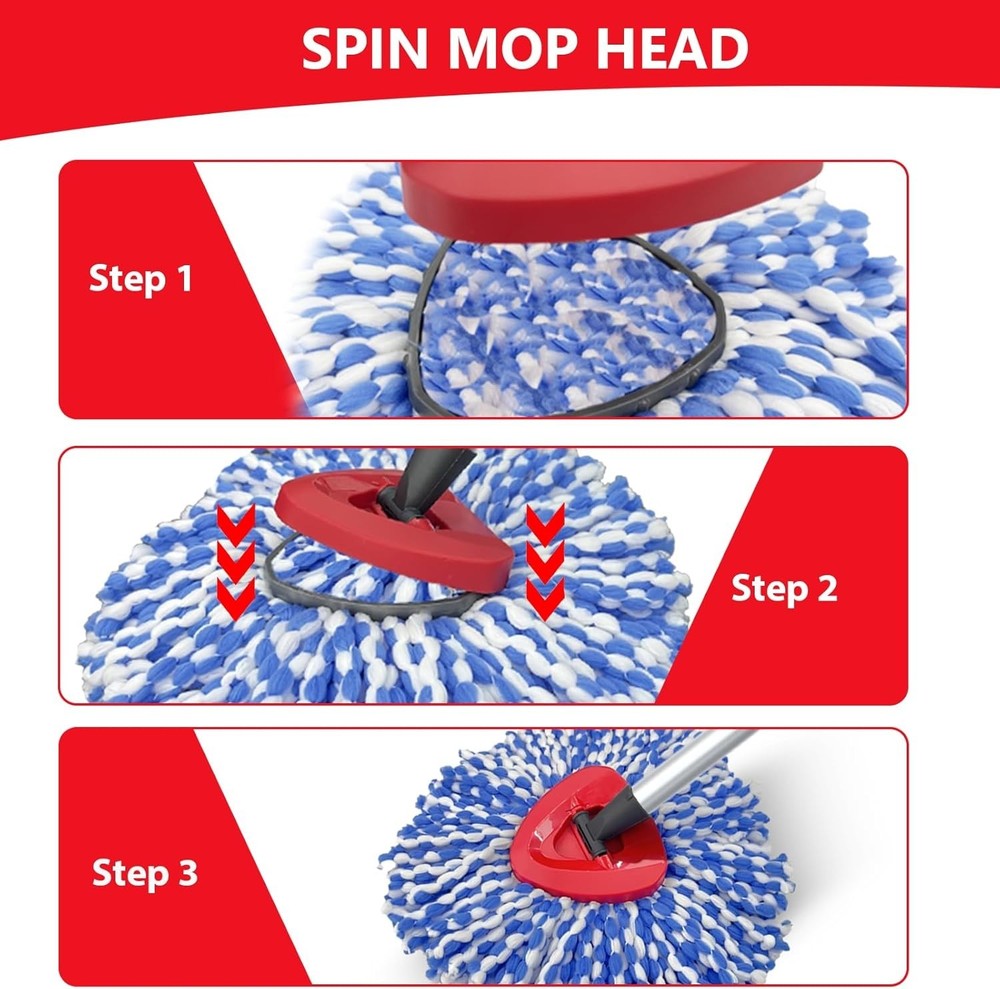 4 Pack Spin Mop Replacement Heads Compatible with O Cedar RinseClean 2 Tank Syst