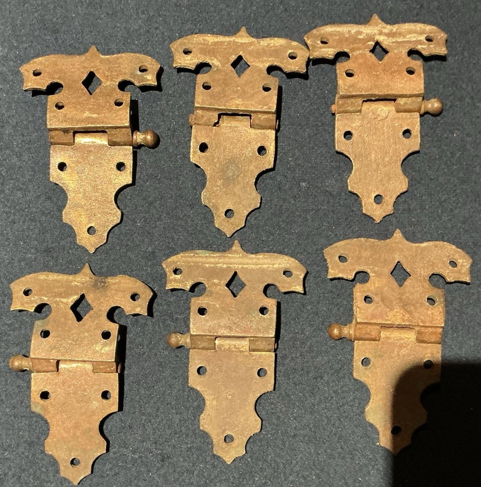 Six Antique Brass Offset Hinges