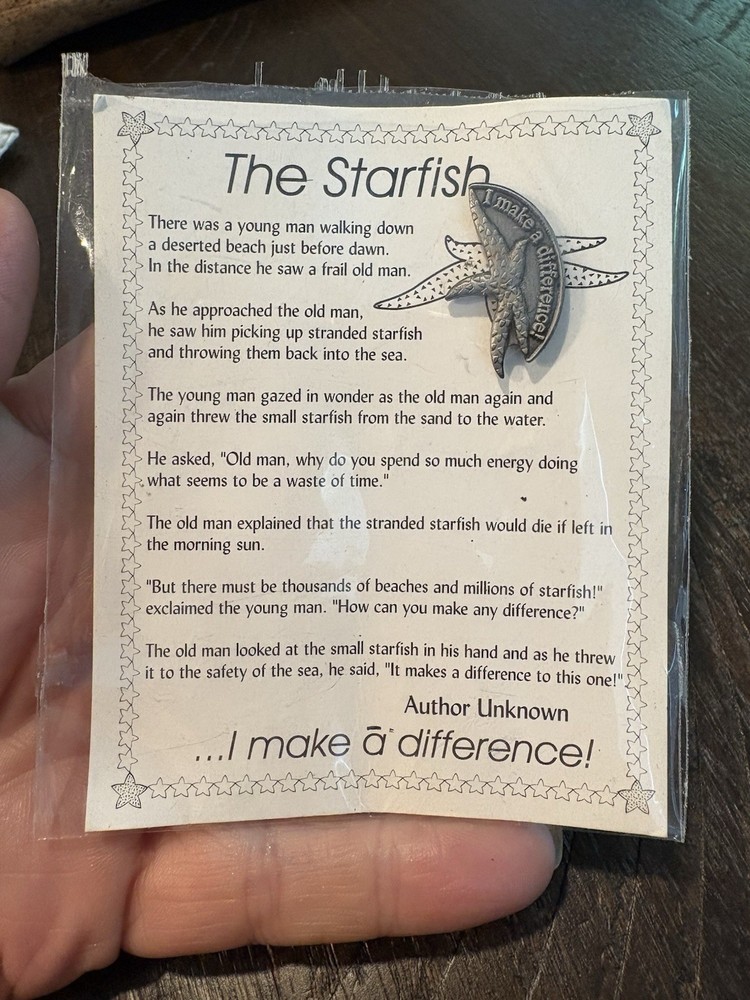 I Make A Difference Starfish Pin W/Card
