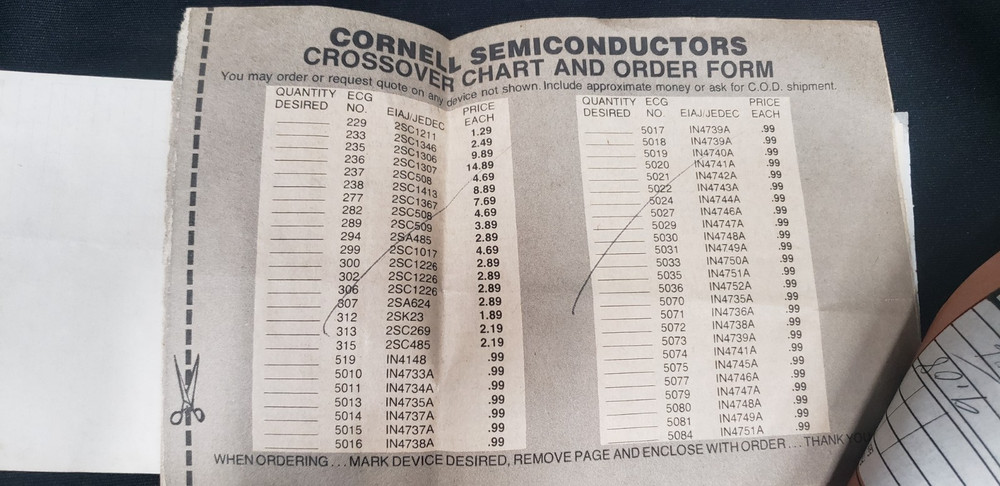 Cornell Electronics Company Mail Order Catalog / Invoice / Price Lists