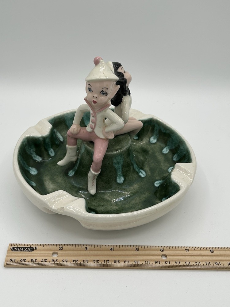 Vintage MCM Pixie Elf Ceramic Ashtray 1960 Hobbyist Condition Issues Please Read
