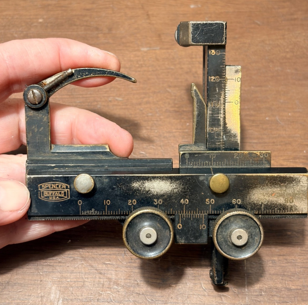 Vtg Spencer Mechanical Stage Microscope Caliper Accessory for Laboratory