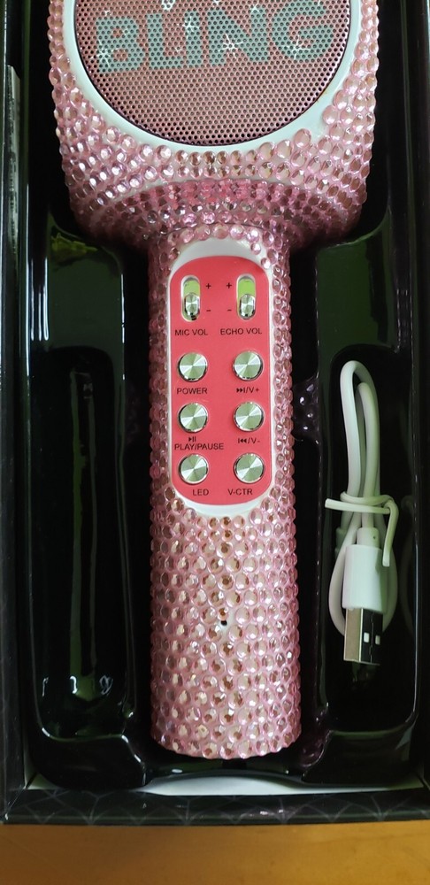 Pink Bling Karaoke Microphone & Bluetooth Speaker