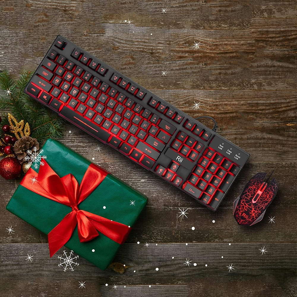 Computer Desktop Gaming Keyboard and Mouse Mechanical Feel LED Light Backlit