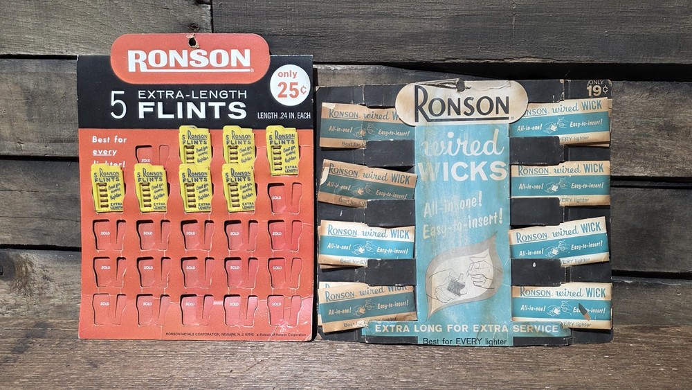 Vintage Ronson Lighter Wick Display Store Counter Advertising