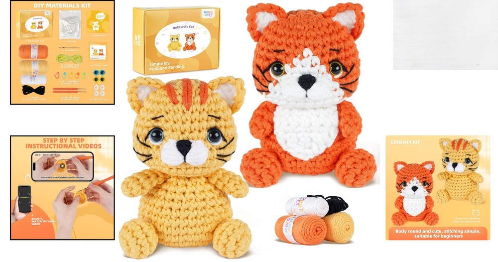 Beginner-Friendly Crochet Kit with Yarn & Video Guide - Gift Idea