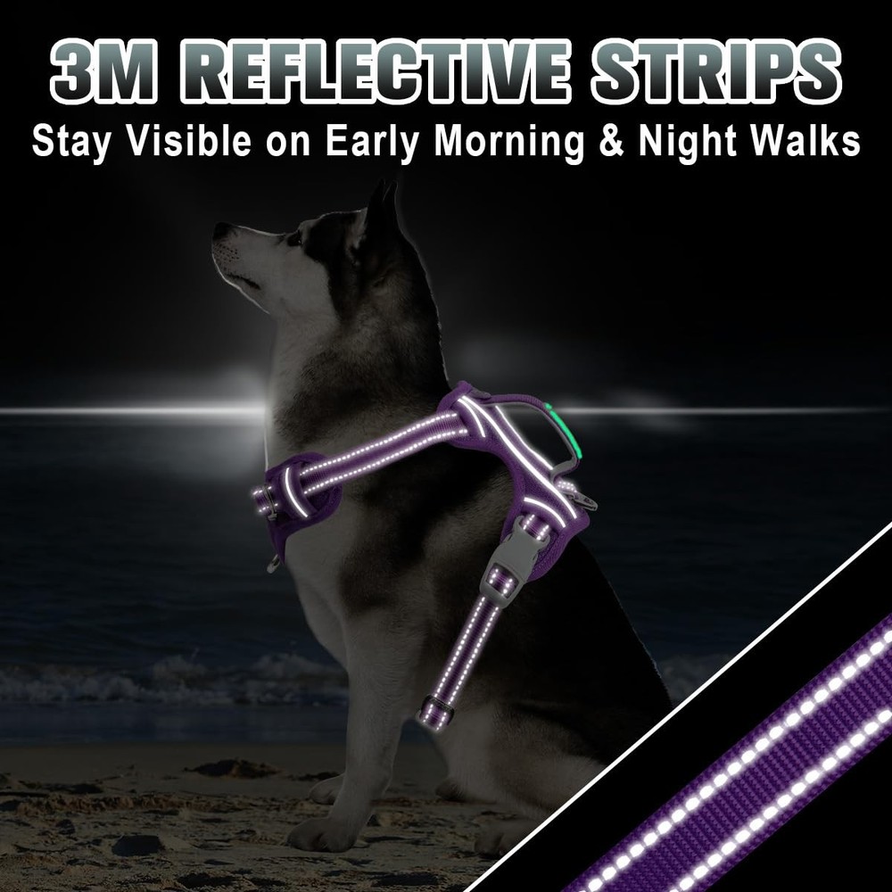 No Pull Dog Harness Large Reflective Dog Harness with Front Clip and Easy Con...