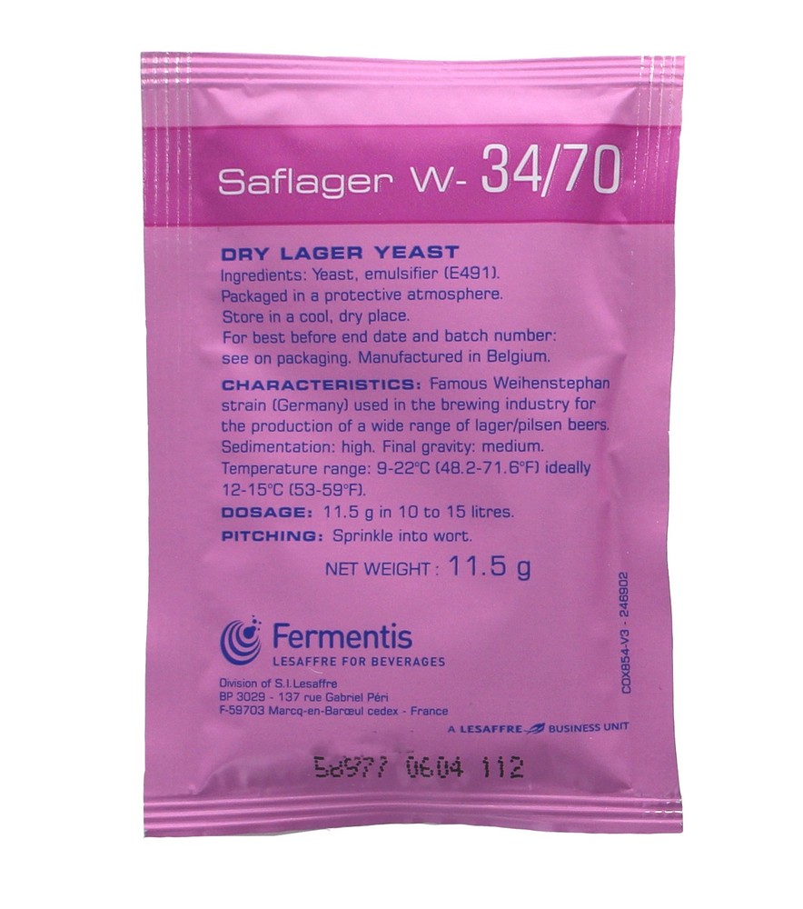 Fermentis Saflager W34/70 Dry Beer Yeast - 11.5g