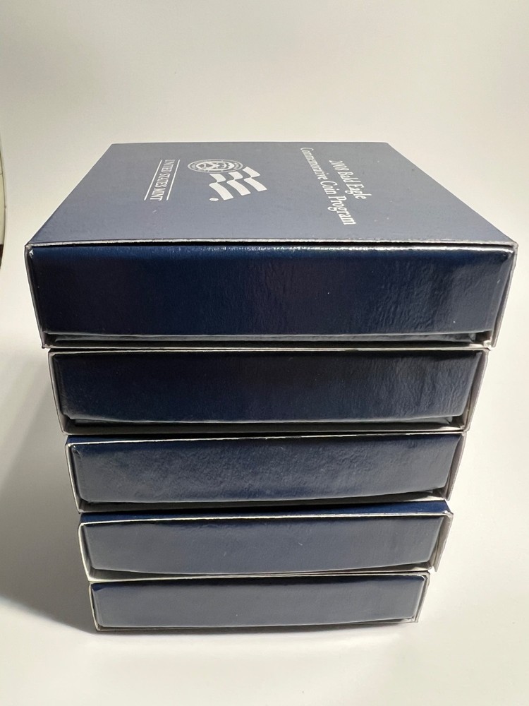 5 SETS- 2008 BALD EAGLE COMMEMORATIVE SILVER PROOF DOLLAR, EA3 US MINT, BOX+COA