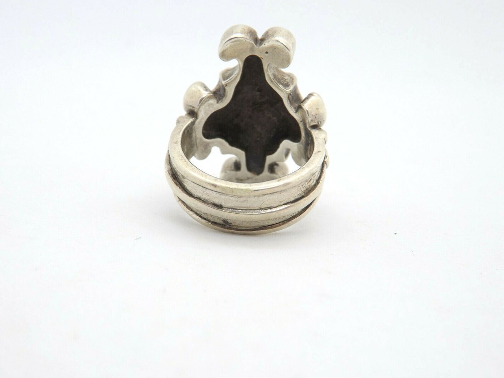 Andrew Valdez Artisan Silver Ornate Flower Scroll Ring, size 6