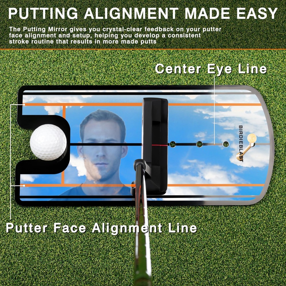 BIRDIEBLAST Golf Putting Mirror, Mirror Training Aid 2' x 4', Black