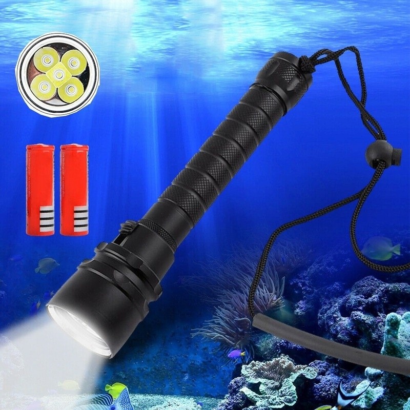 500M Diving Flashlight Torch 5LED UnderWater Depth Scuba Diving Torch US