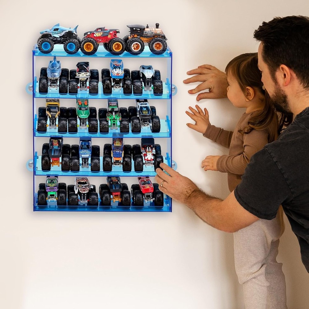 Assembly Monster Trucks Display Case - 5 Tier Acrylic Storage Case with Tilte...