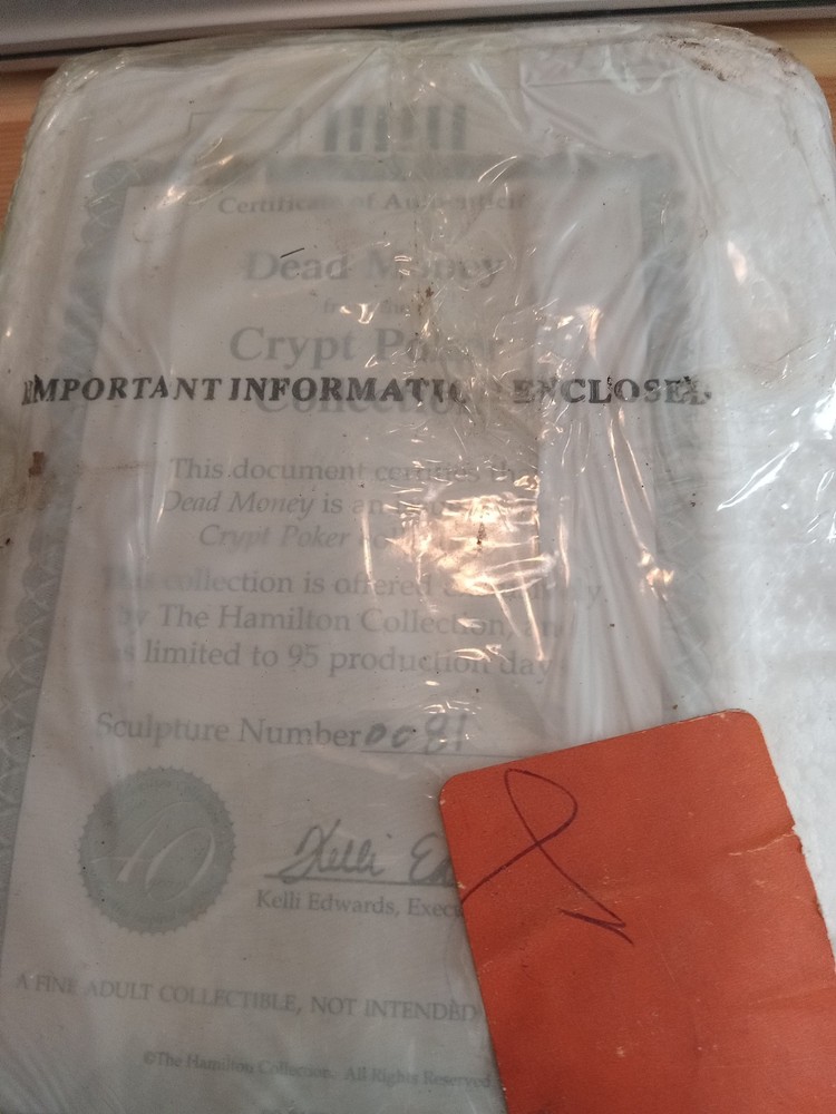 "Dead Money" Crypt Poker Collection Hamilton Collection "New" COA