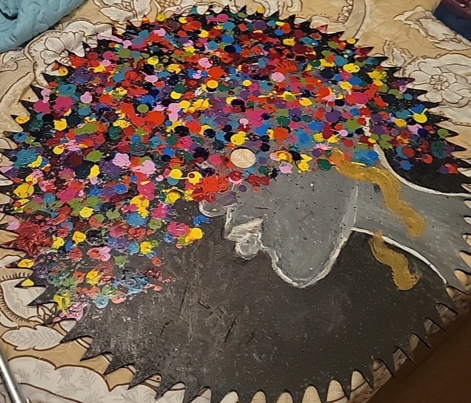 Hand Painted Saw Blade African Art