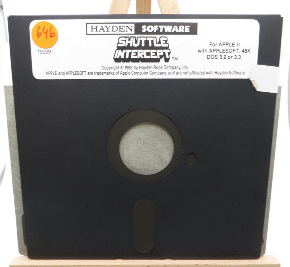 APPLE II 5.25" Floppy Disk Shuttle Intercept vintage computer game program 1982