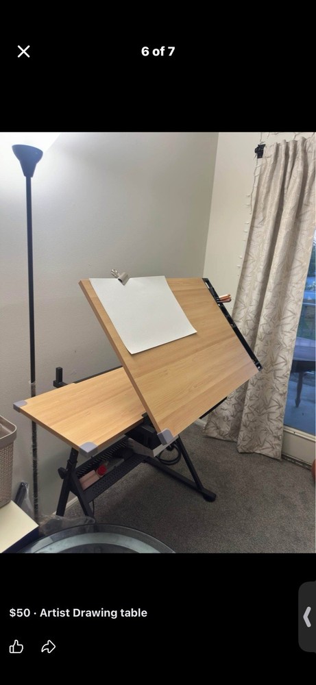 Artist Drawing Table Adjustable Surface with Storage Drawers